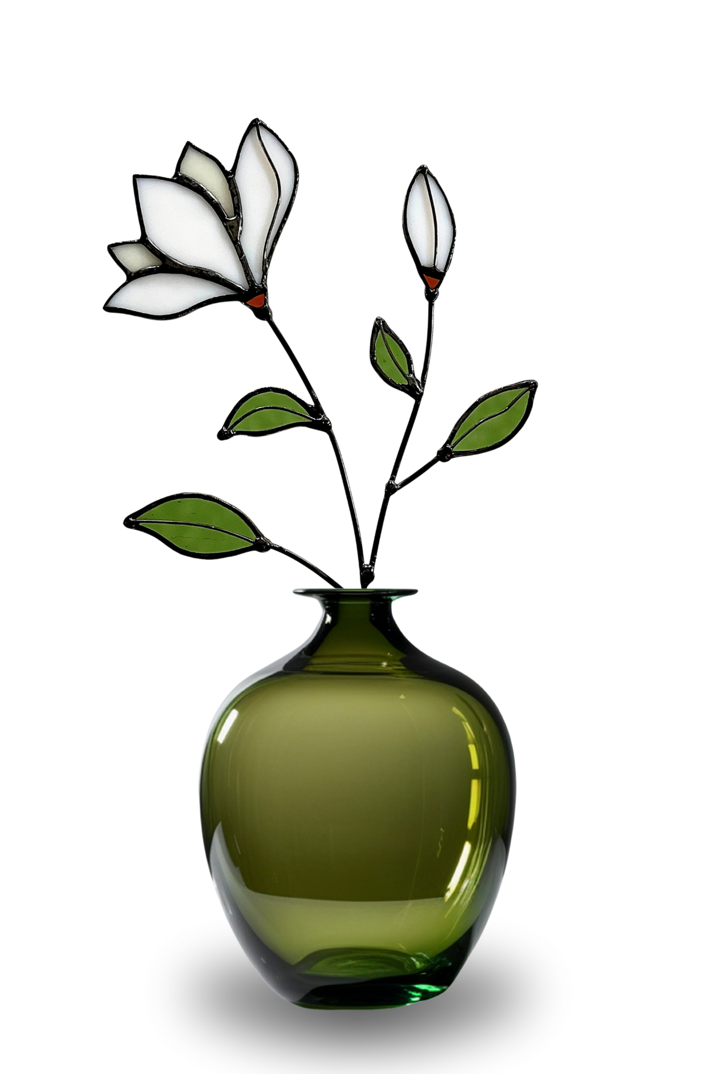 Handmade Stained Glass Magnolia Stem - Samara Designs Studio