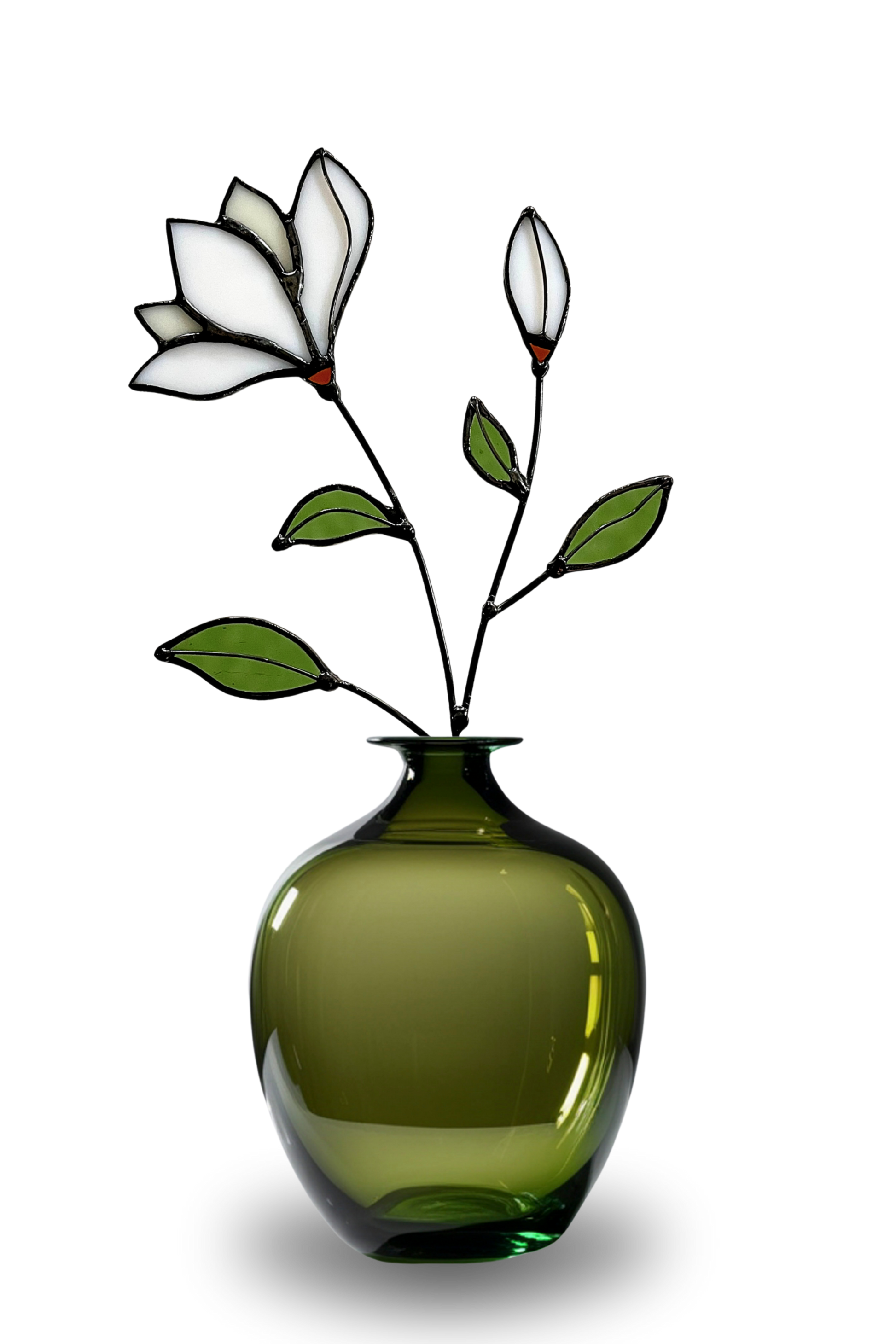 Handmade Stained Glass Magnolia Stem - Samara Designs Studio