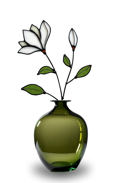 Handmade Stained Glass Magnolia Stem - Samara Designs Studio