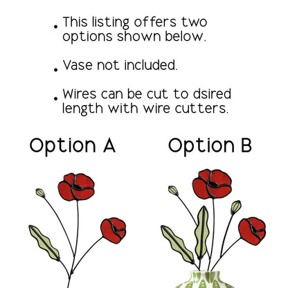 Red Poppy Stained Glass Stem – Handmade Botanical Art - Samara Designs Studio