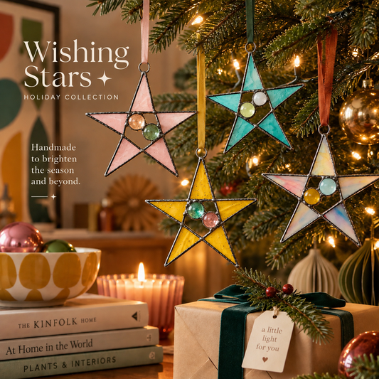 Handmade Stained Glass Wishing Star Suncatcher | Christmas Ornament - Samara Designs Studio