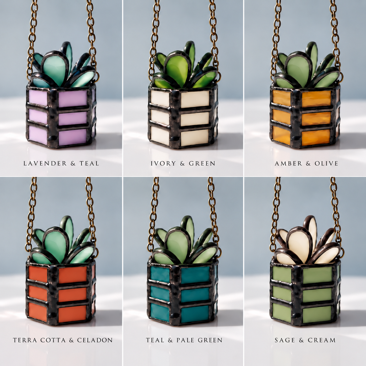 Mini Stained Glass Plant Ornaments