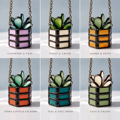 Mini Stained Glass Plant Ornaments