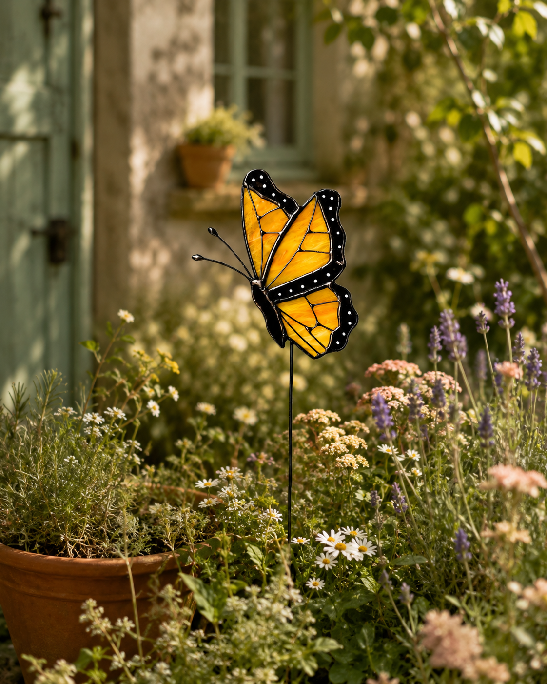 Stained Glass Monarch Butterfly Plant Stake: Best Gift Idea for Plant Lovers - Samara Designs Studio