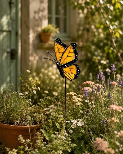 Stained Glass Monarch Butterfly Plant Stake: Best Gift Idea for Plant Lovers - Samara Designs Studio