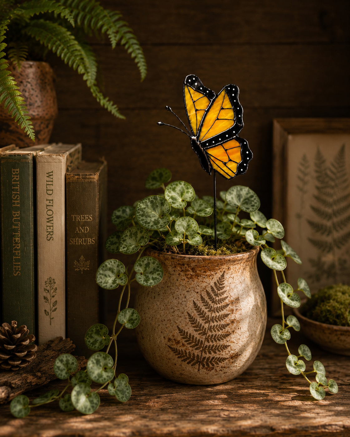 Stained Glass Monarch Butterfly Plant Stake: Best Gift Idea for Plant Lovers - Samara Designs Studio