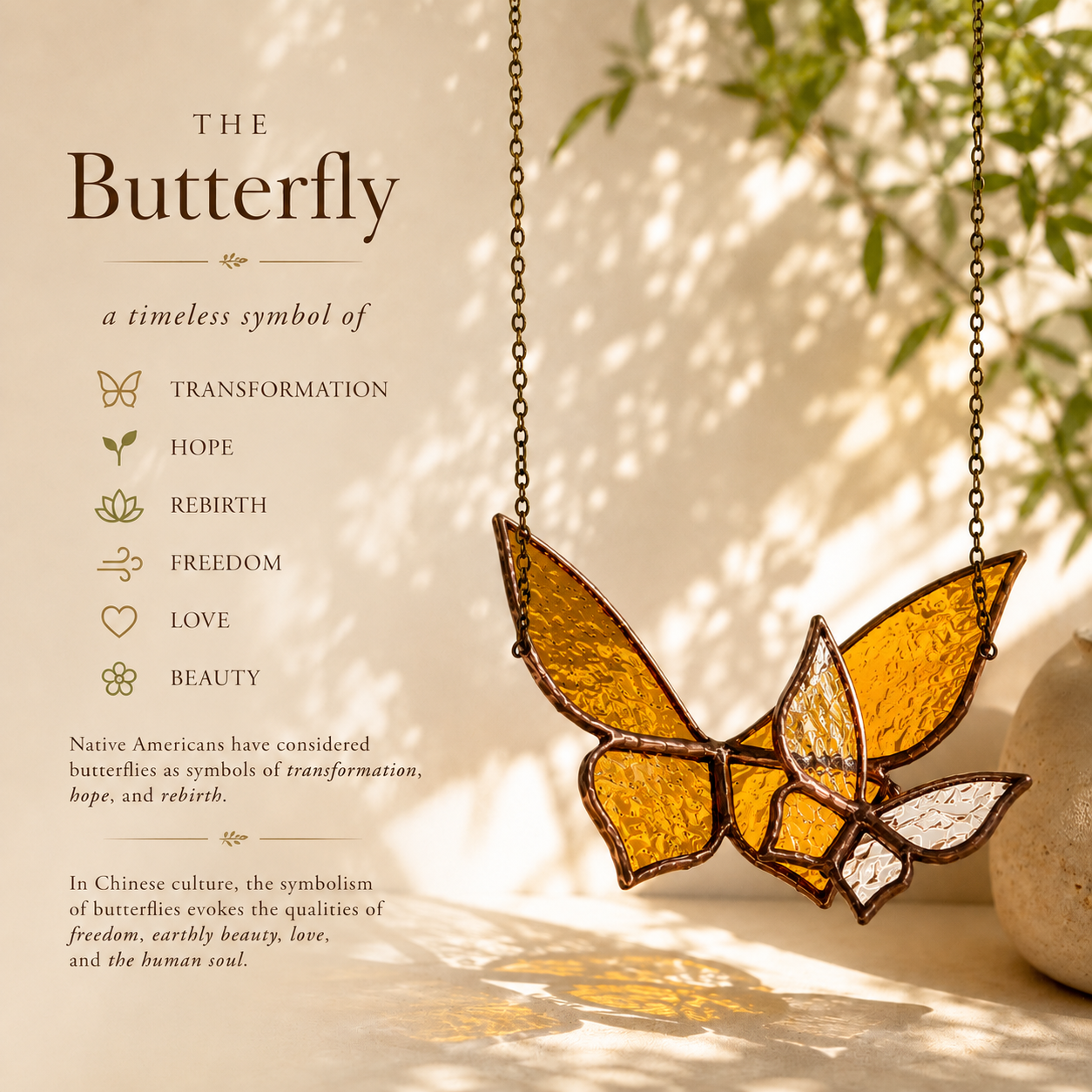 Stained Glass Butterfly in Flight Suncatcher - Samara Designs Studio