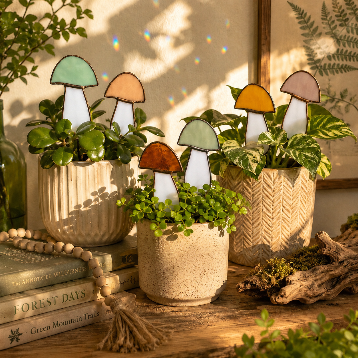 Glass Mushroom Plant Stake - Samara Designs Studio
