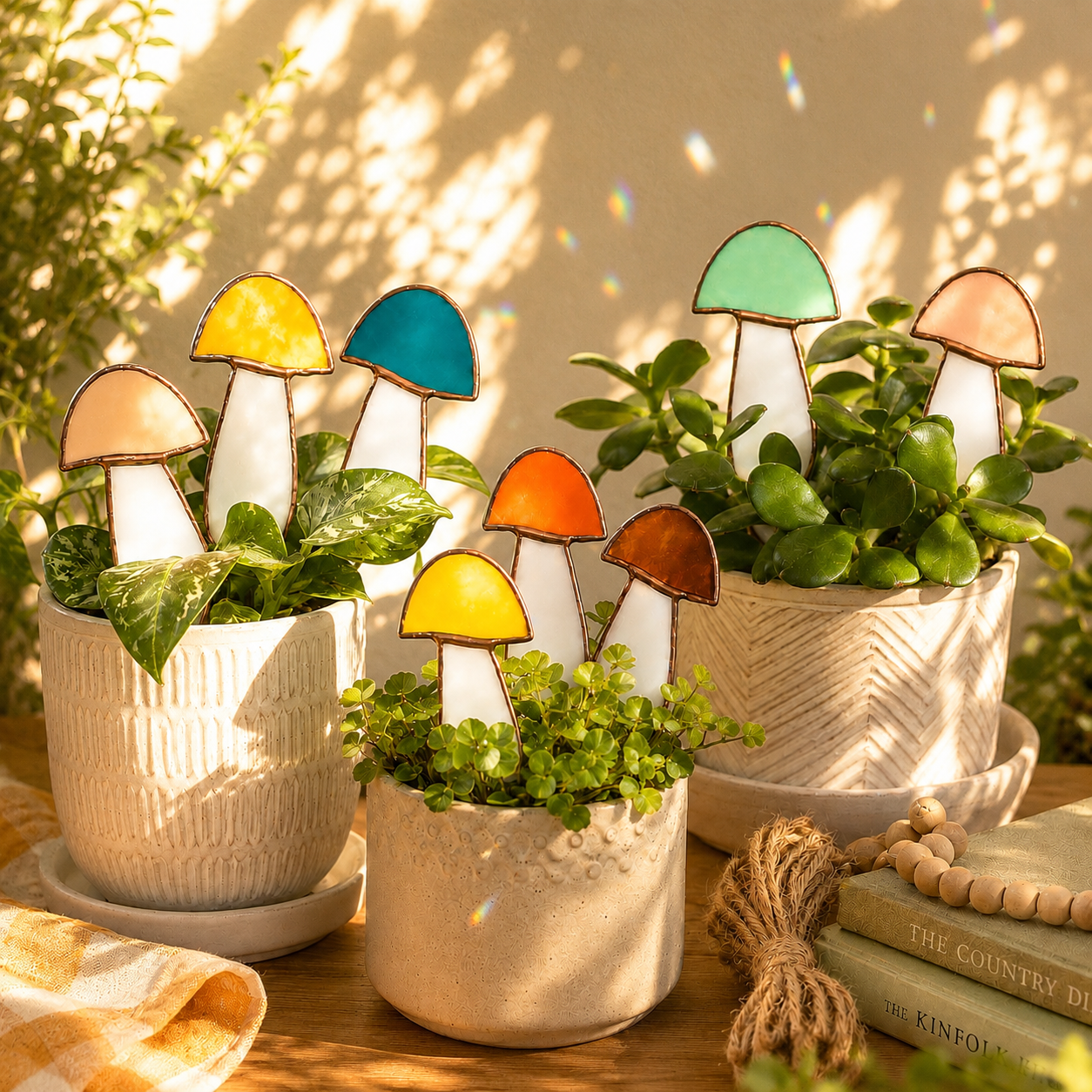 Glass Mushroom Plant Stake - Samara Designs Studio