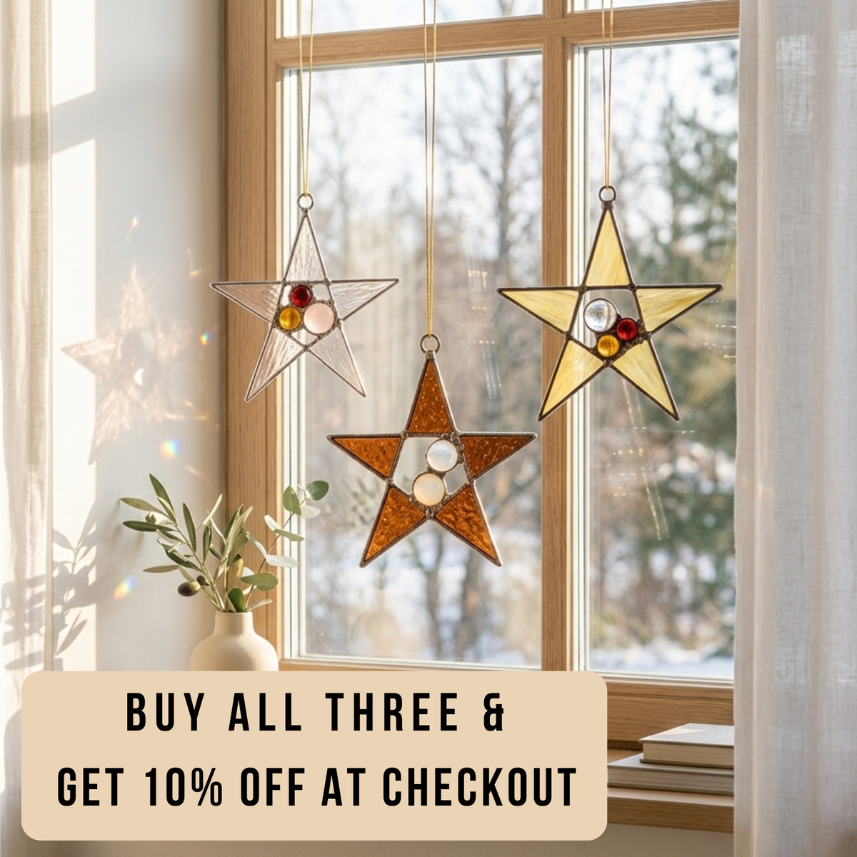 Retro Holiday Collection
Handmade Stained Glass Star Ornament Set - Samara Designs Studio