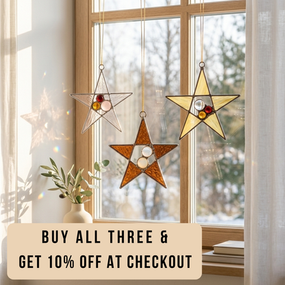 Retro Holiday Collection
Handmade Stained Glass Star Ornament Set - Samara Designs Studio