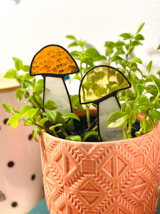 Glass Mushroom Plant Stake