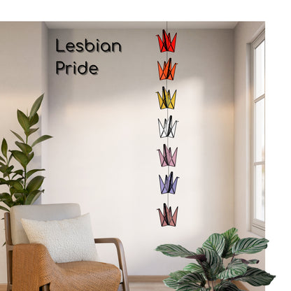 Rainbow Pride Stained Glass Crane Mobile | LGBTQ+, Transgender, Queer, Bisexual Inspired Decor - Samara Designs Studio