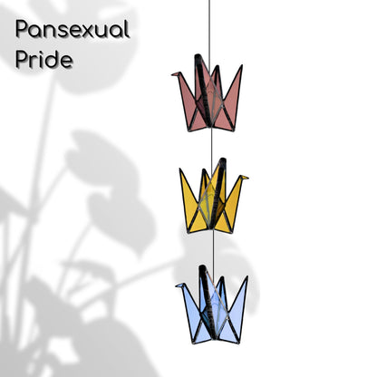 Rainbow Pride Stained Glass Crane Mobile | LGBTQ+, Transgender, Queer, Bisexual Inspired Decor - Samara Designs Studio