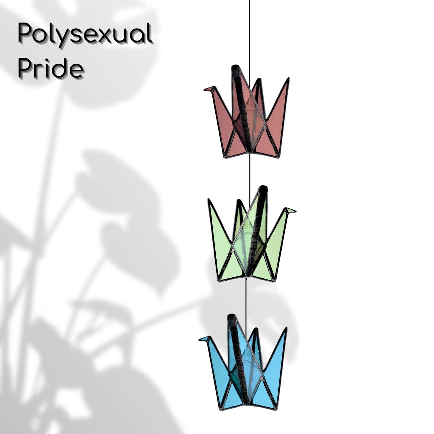Rainbow Pride Stained Glass Crane Mobile | LGBTQ+, Transgender, Queer, Bisexual Inspired Decor - Samara Designs Studio