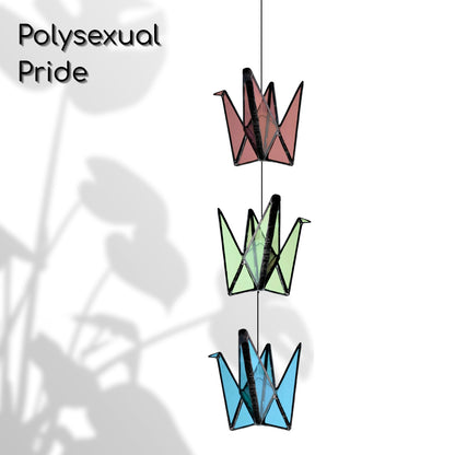 Rainbow Pride Stained Glass Crane Mobile | LGBTQ+, Transgender, Queer, Bisexual Inspired Decor - Samara Designs Studio
