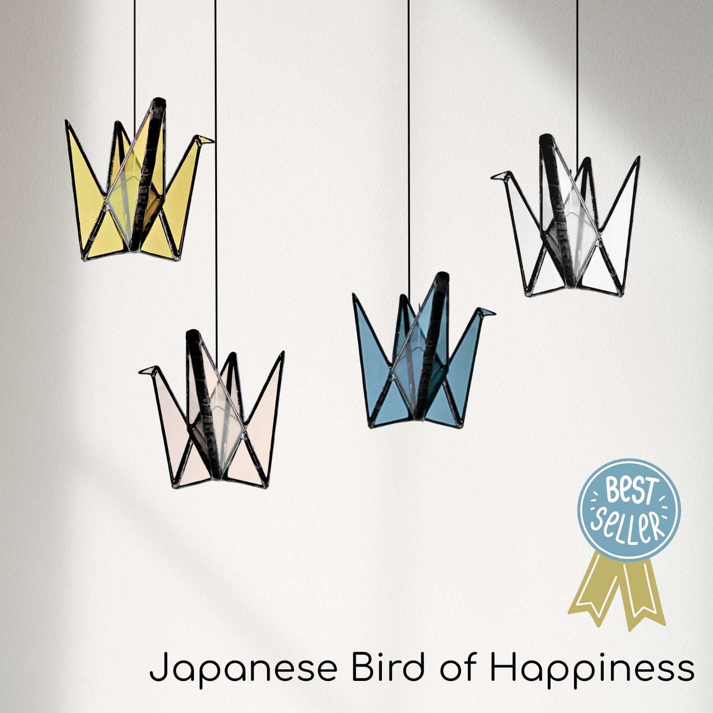 Stained Glass Origami Crane Suncatchers- Bird of Happiness - Samara Designs Studio