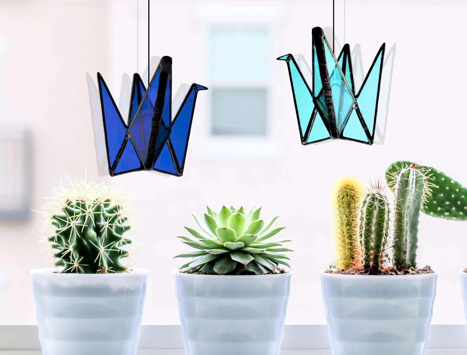 Stained Glass Origami Crane Suncatchers- Bird of Happiness - Samara Designs Studio