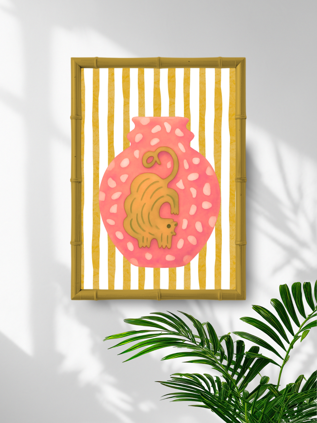 Whimsical Watercolor Art Print – Modern Folk Art Cat in Pink Vase, Colorful Gallery Wall Decor - Samara Designs Studio