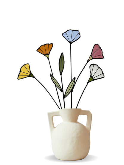 Handmade Stained Glass Wildflower Arrangement – Colorful Mixed Blooms