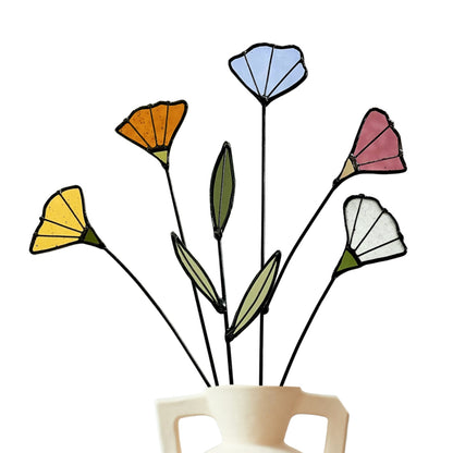 Handmade Stained Glass Wildflower Arrangement – Colorful Mixed Blooms