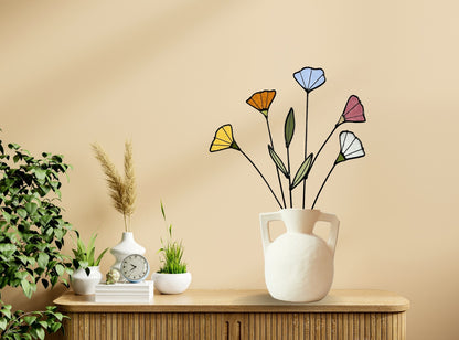Handmade Stained Glass Wildflower Arrangement – Colorful Mixed Blooms