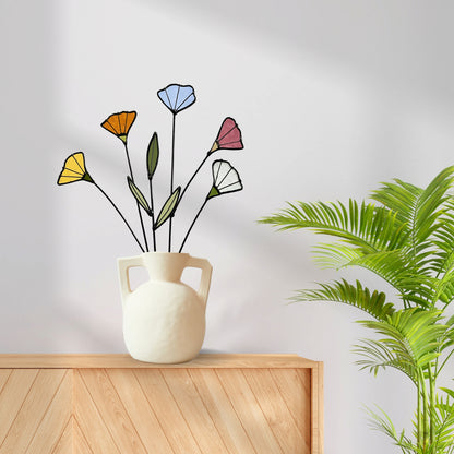 Handmade Stained Glass Wildflower Arrangement – Colorful Mixed Blooms