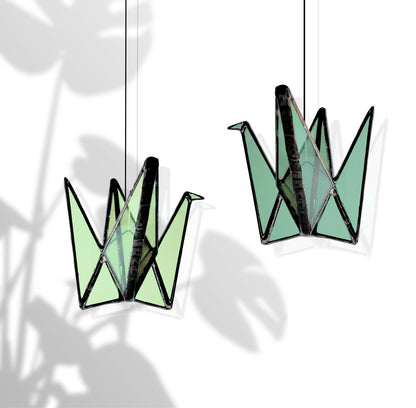 Stained Glass Origami Crane Suncatchers- Bird of Happiness - Samara Designs Studio