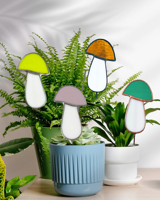 Glass Mushroom Plant Stake