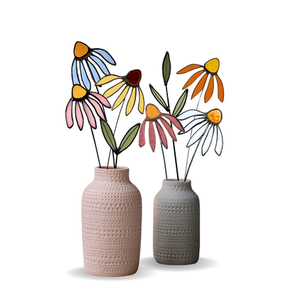 Stained Glass Coneflower Bouquet Set - Samara Designs Studio