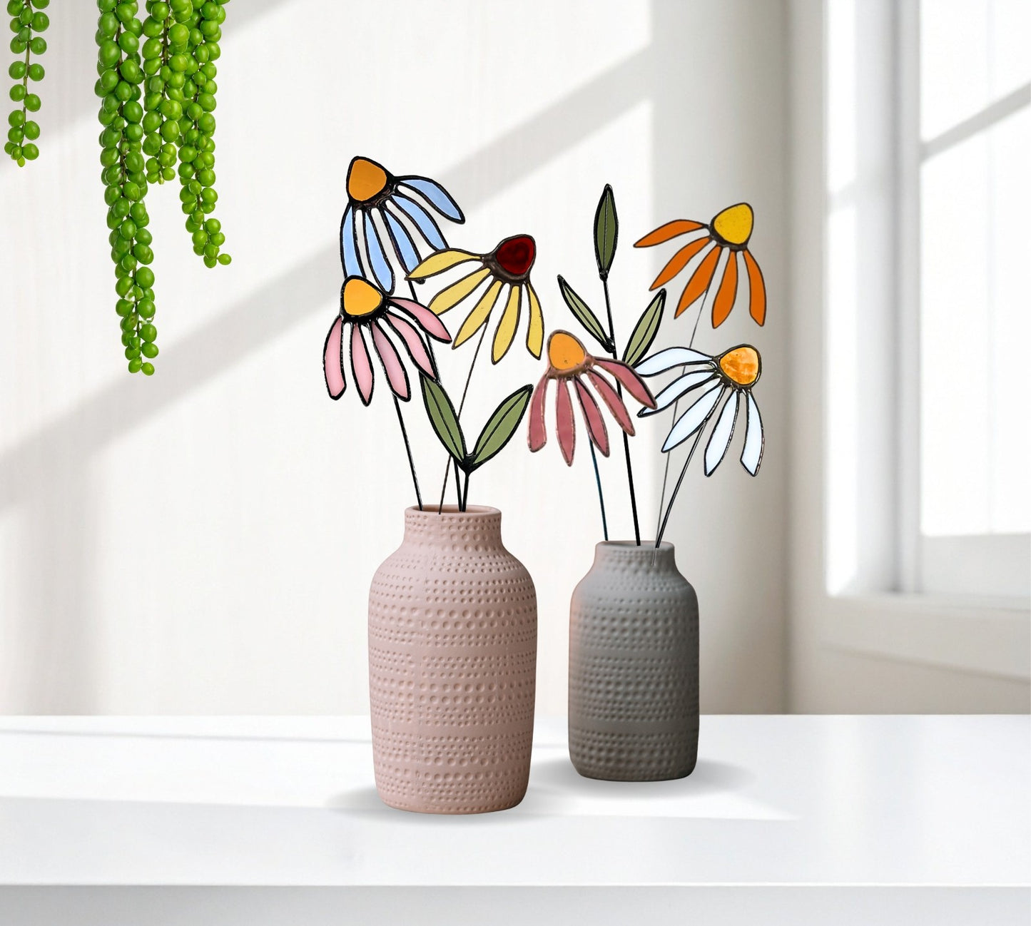 Stained Glass Coneflower Bouquet Set - Samara Designs Studio