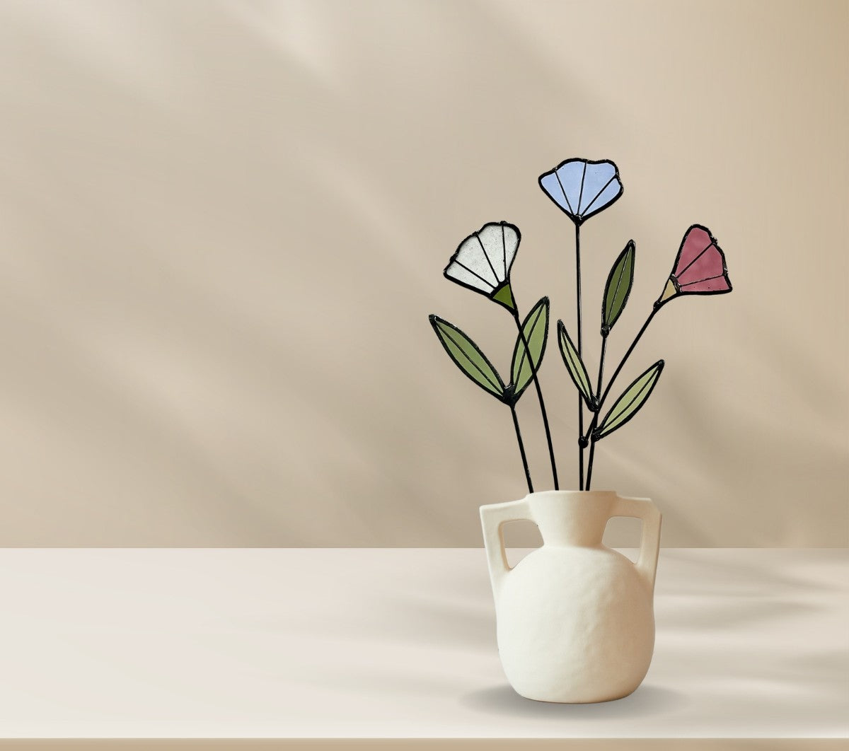 Handmade Stained Glass Wildflower Arrangement – Colorful Mixed Blooms - Samara Designs Studio