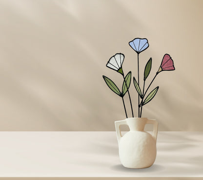 Handmade Stained Glass Wildflower Arrangement – Colorful Mixed Blooms - Samara Designs Studio