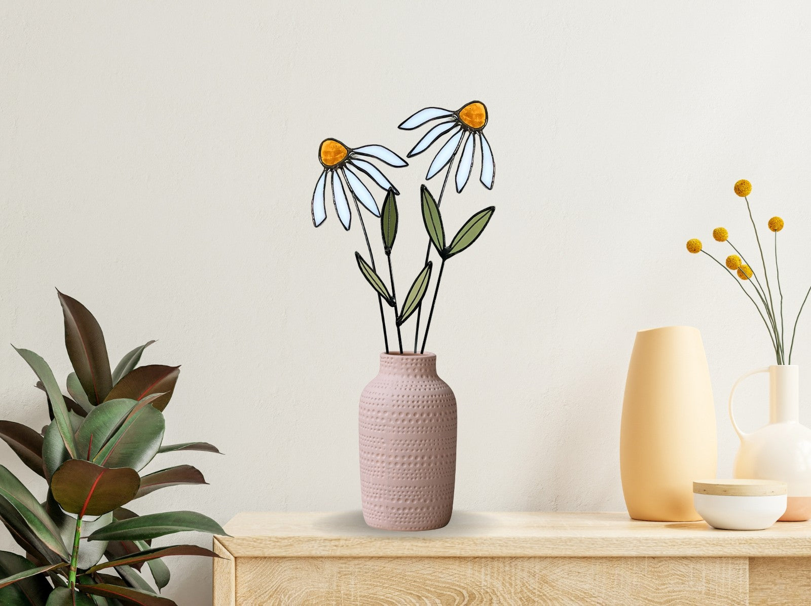 Stained Glass Coneflower Bouquet Set - Samara Designs Studio