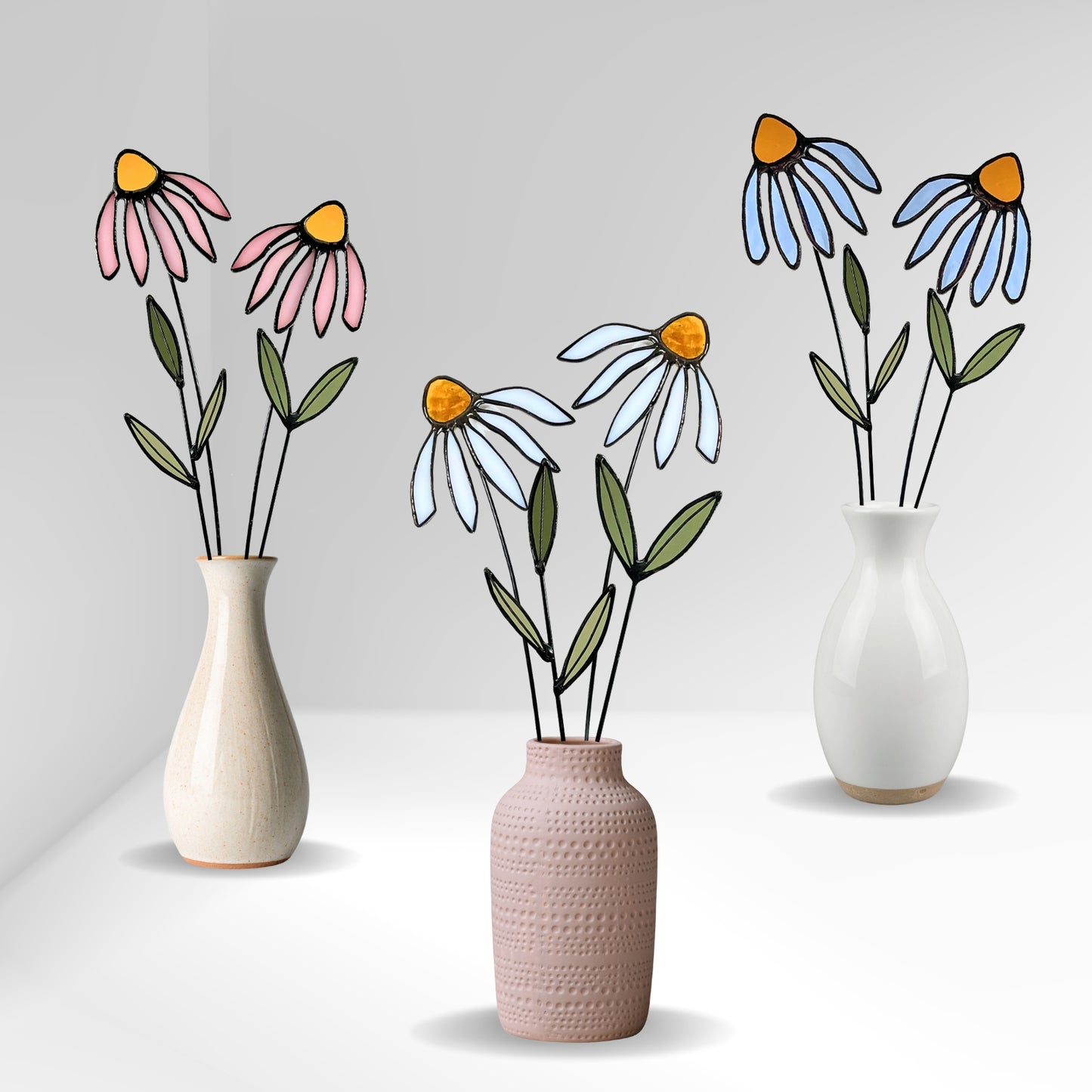 Stained Glass Coneflower Bouquet Set - Samara Designs Studio