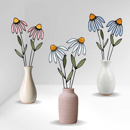 Stained Glass Coneflower Bouquet Set - Samara Designs Studio