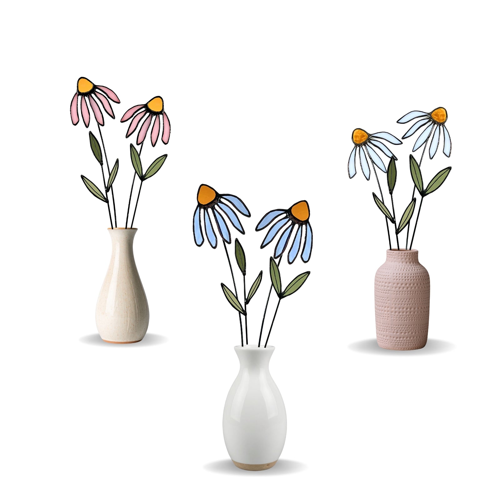Stained Glass Coneflower Bouquet Set - Samara Designs Studio
