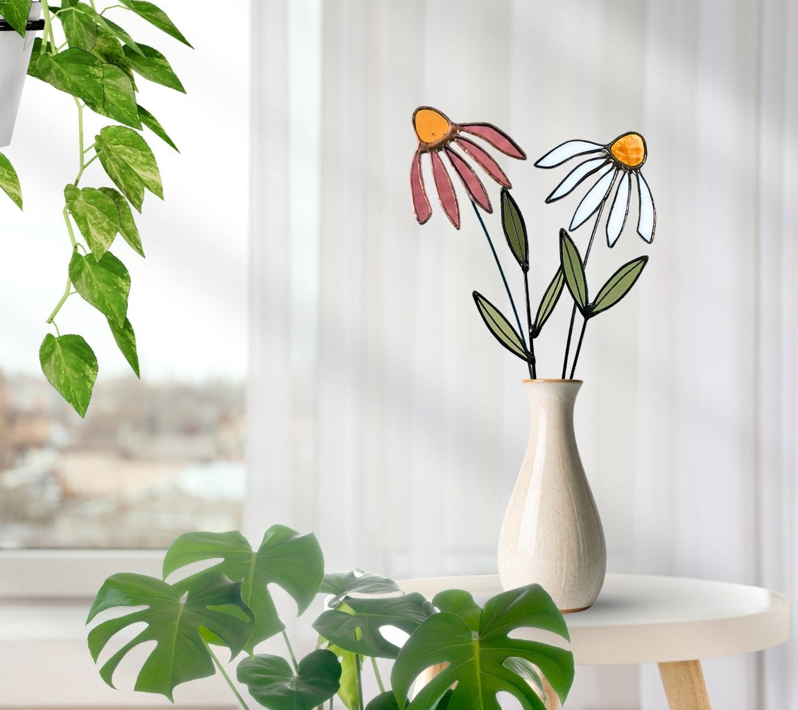 Stained Glass Coneflower Bouquet Set - Samara Designs Studio