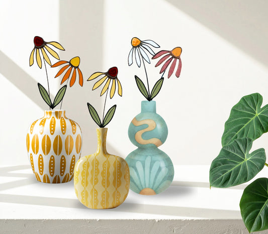 Stained Glass Coneflower Bouquet Set - Samara Designs Studio