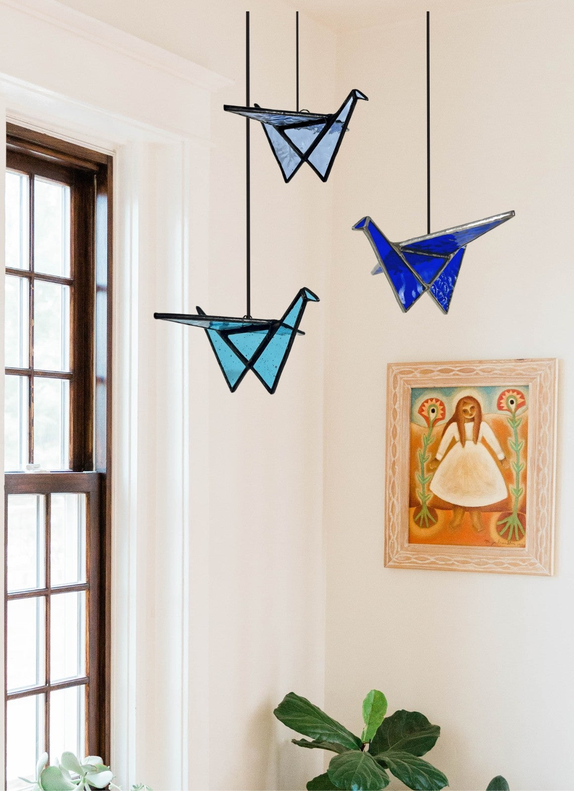 Stained Glass Origami Crane Suncatchers- Bird of Happiness - Samara Designs Studio