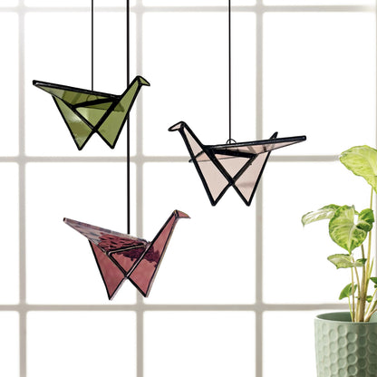 Stained Glass Origami Crane Suncatchers- Bird of Happiness - Samara Designs Studio