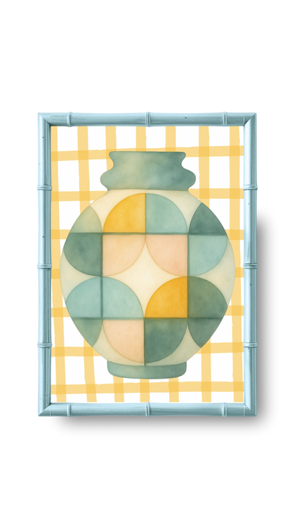 Geometric Vase Art Print – Whimsical Watercolor, Modern Folk Art Wall Decor - Samara Designs Studio