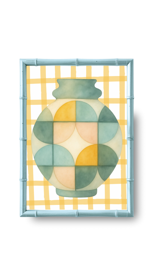 Geometric Vase Art Print – Whimsical Watercolor, Modern Folk Art Wall Decor - Samara Designs Studio