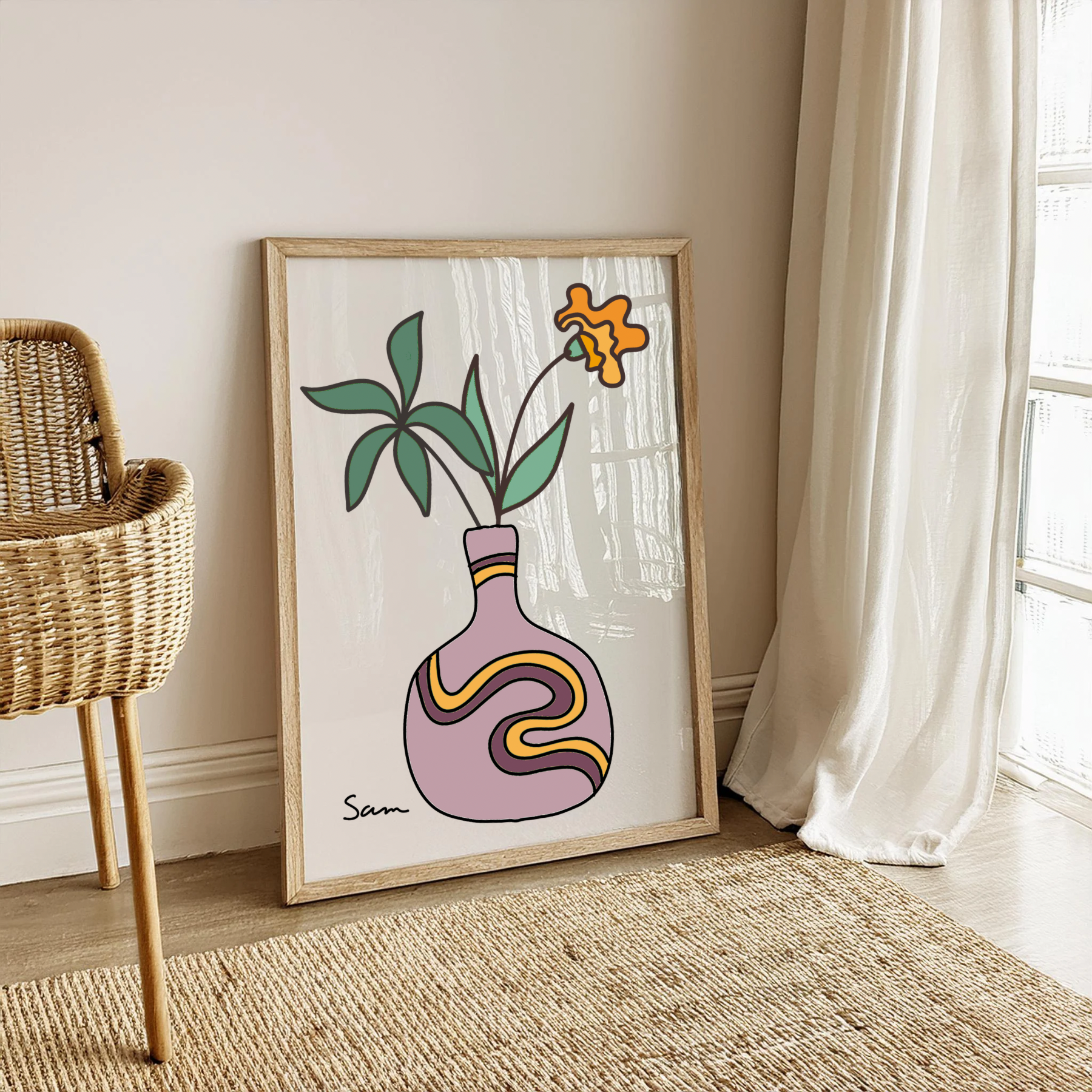 Lavender Vase Art Print | Modern Botanical Wall Art - Samara Designs Studio