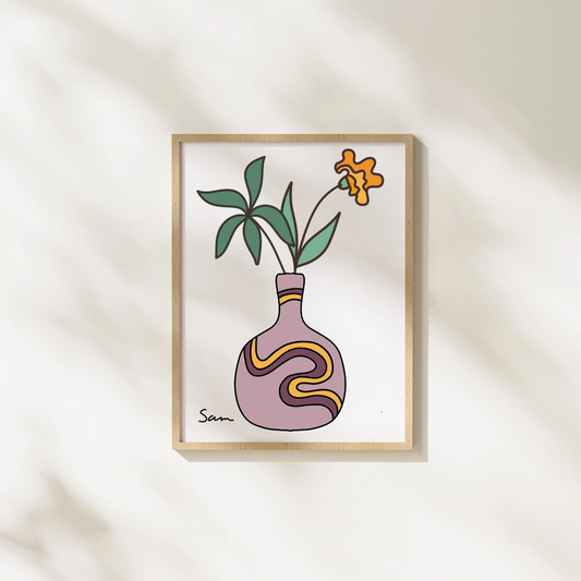 Lavender Vase Art Print | Modern Botanical Wall Art - Samara Designs Studio