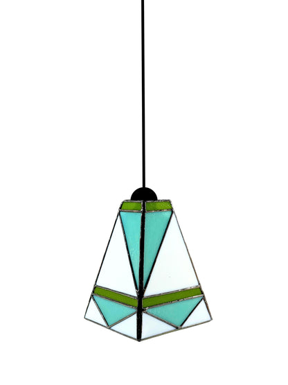 GeoGlow Mid-Century Modern Stained Glass Pendant – Designer Trio Set of 3 - Samara Designs Studio