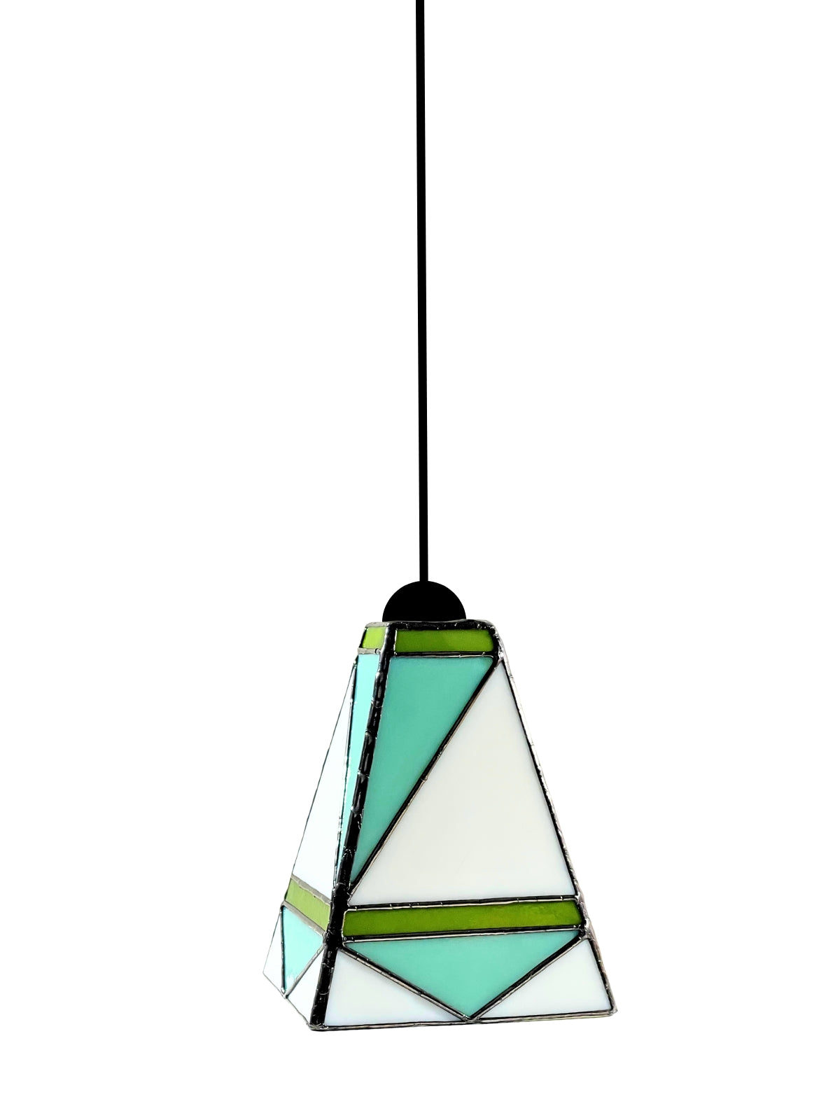 GeoGlow Mid-Century Modern Stained Glass Pendant – Designer Trio Set of 3 - Samara Designs Studio