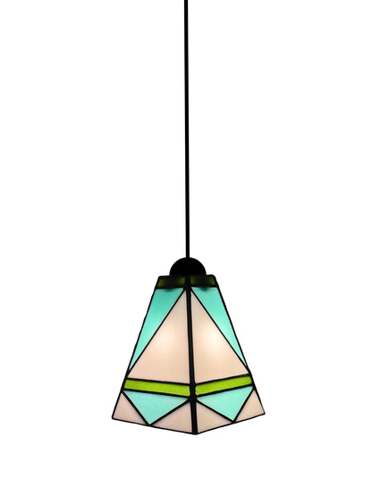 GeoGlow Mid-Century Modern Stained Glass Pendant – Designer Trio Set of 3 - Samara Designs Studio