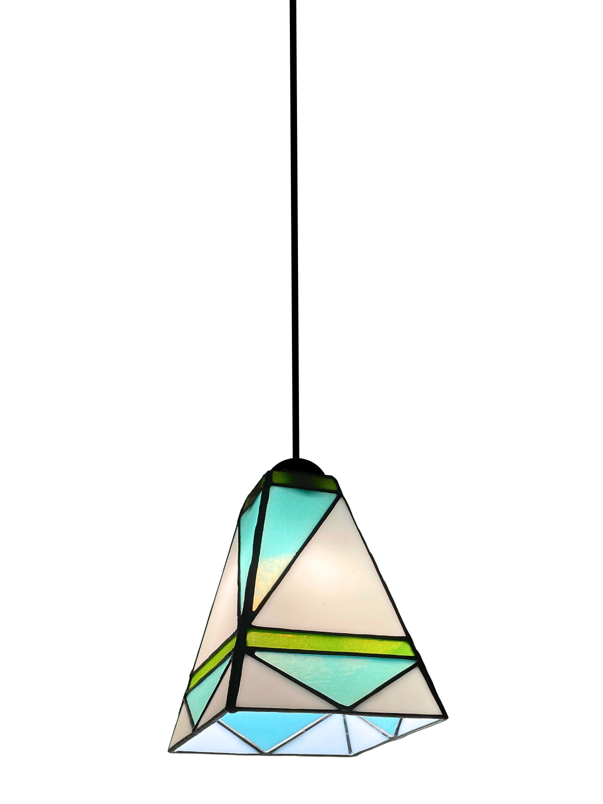 GeoGlow Mid-Century Modern Stained Glass Pendant – Designer Trio Set of 3 - Samara Designs Studio