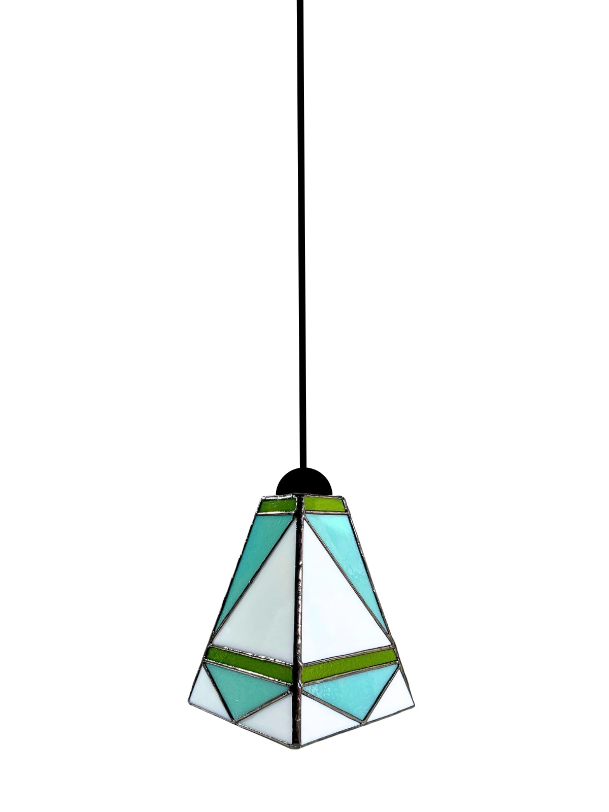 GeoGlow Mid-Century Modern Stained Glass Pendant – Designer Trio Set of 3 - Samara Designs Studio